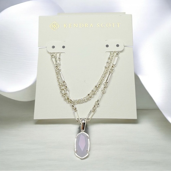 Kendra Scott Elisa Triple Adjustable Length Strand Necklace in Lilac/Silver - Picture 6 of 7